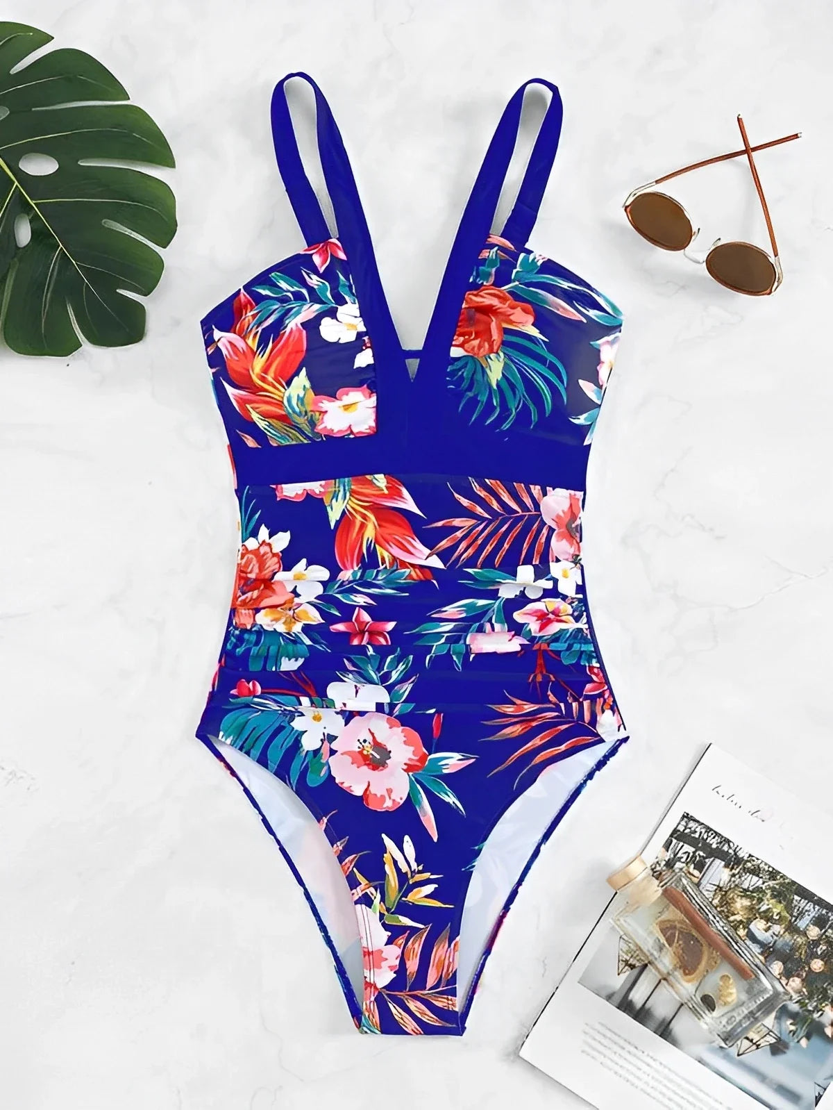 2026 Strappy Swimsuit One Piece Printed Floral Swimwear Women Bathers Bathing Swimming Swim Suit Padded Beachwear Summer XXL