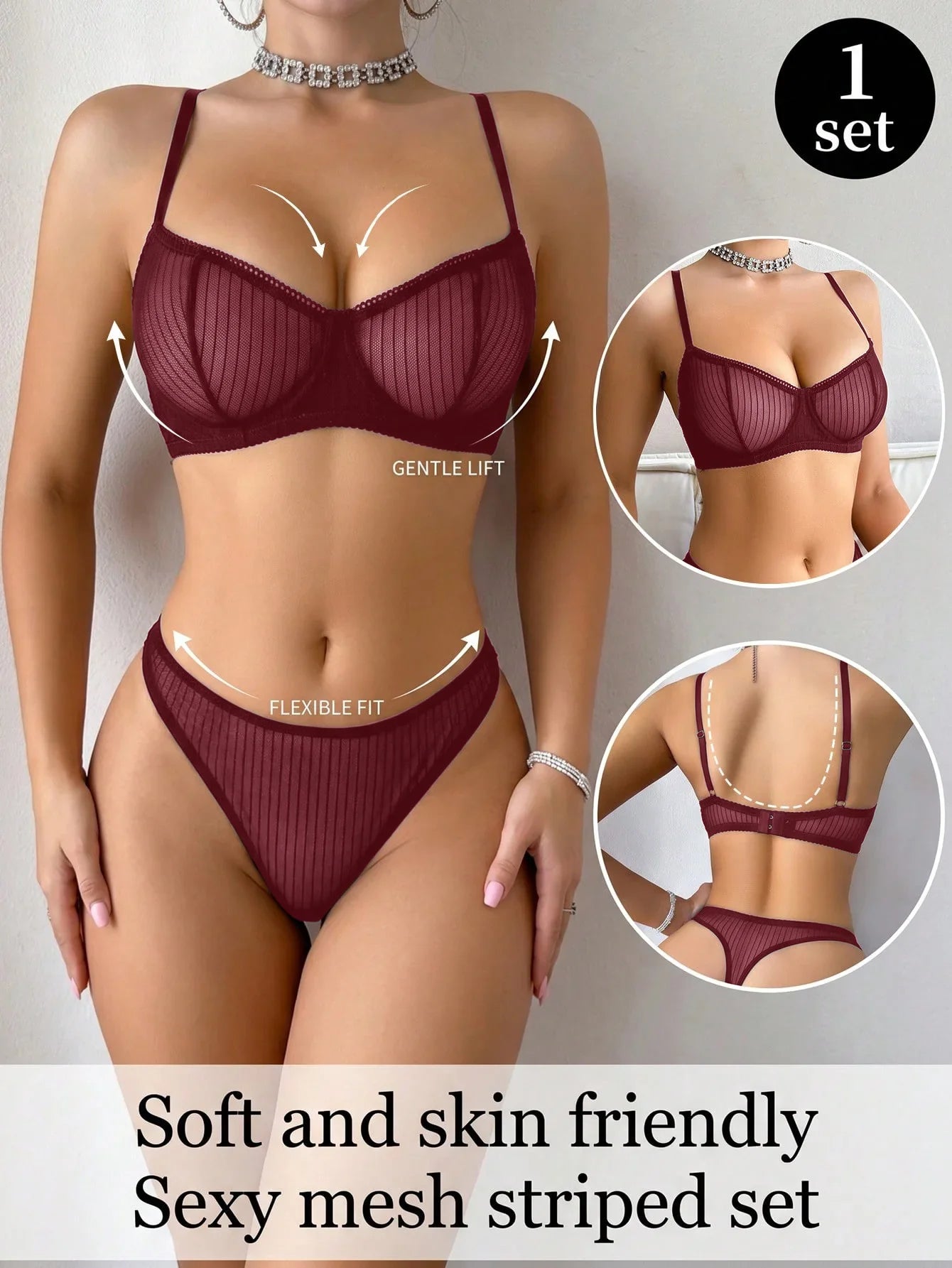 New Fashion Red lace set pretty Underwire set  Party is eye-catching lingerie Set stripe solid color Women set MR2864