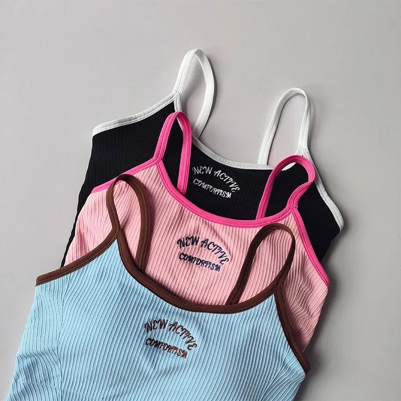 Women's sports bra, color blocked small sling , fixed cup fitness bra, running bra, acceleration, dry training, yoga.