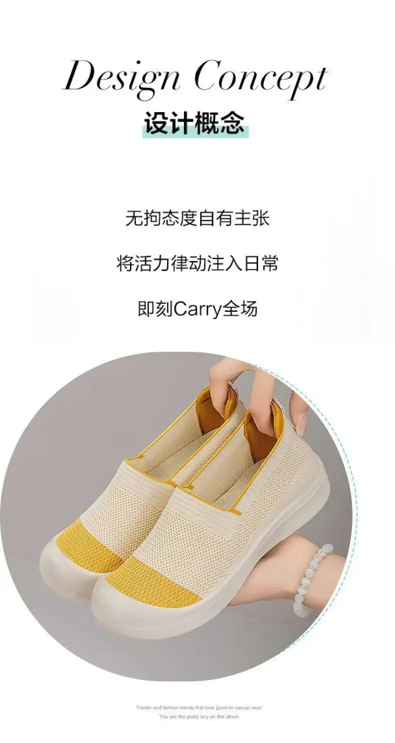 Women's shoes Women's Retro Dual-tone Slip-on Shoes Breathable Soft Sole for Comfort Summer Fashion Footwear Versatile Colorways