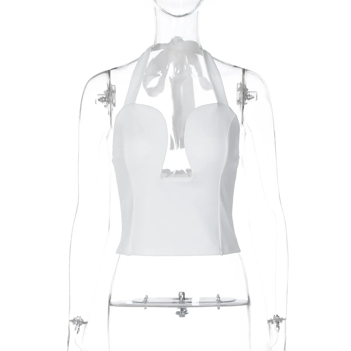 FDYOUI Sexy Hollow Out Corset Tops for Women Halter Backless Bandage Skinny Camisoles Lady White Black Cropped T-shirt Clubwear