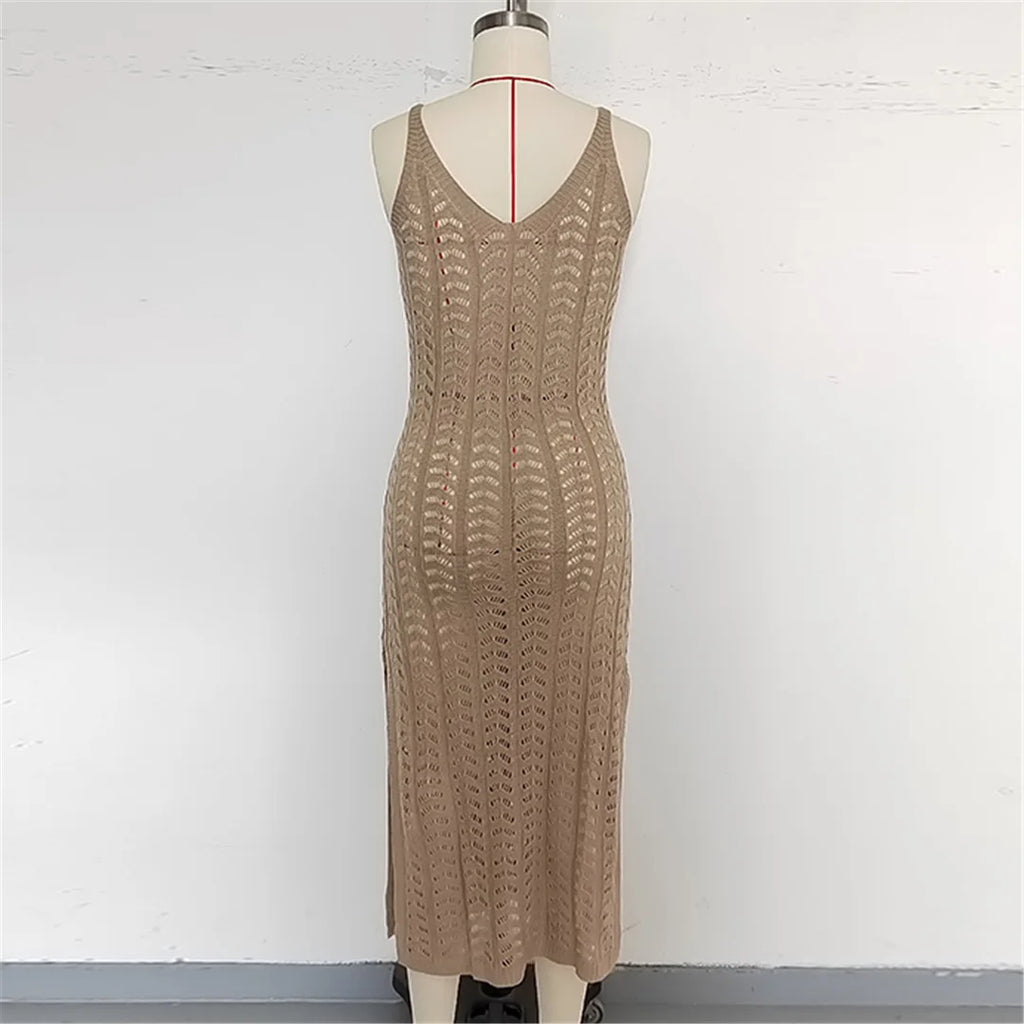 4 Color Hollow Out Sleeveless Crochet Knitted Tunic Beach Cover Up Cover-ups Beach Dress Beach Wear Beachwear Female Women K6783