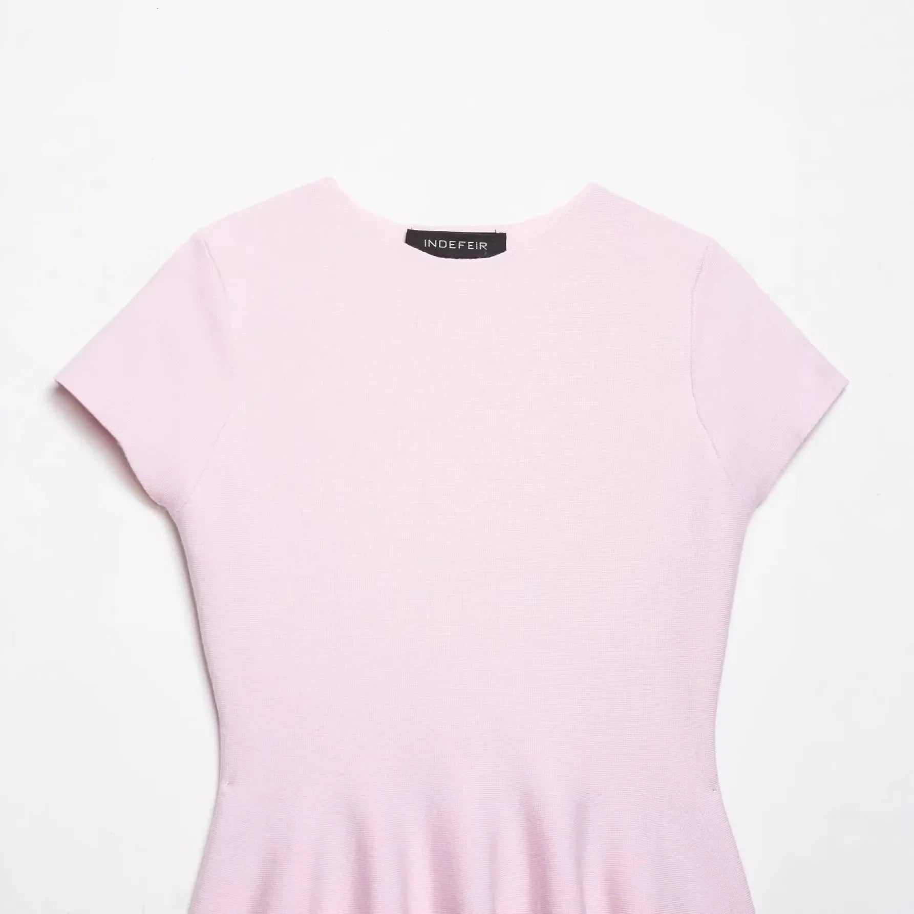 Women's Fashion Skirt Knit Top Women Pink Solid Color V Neck Short Sleeve Knit Top Hem Slim Fit Casual Elegant For Summer HFZN