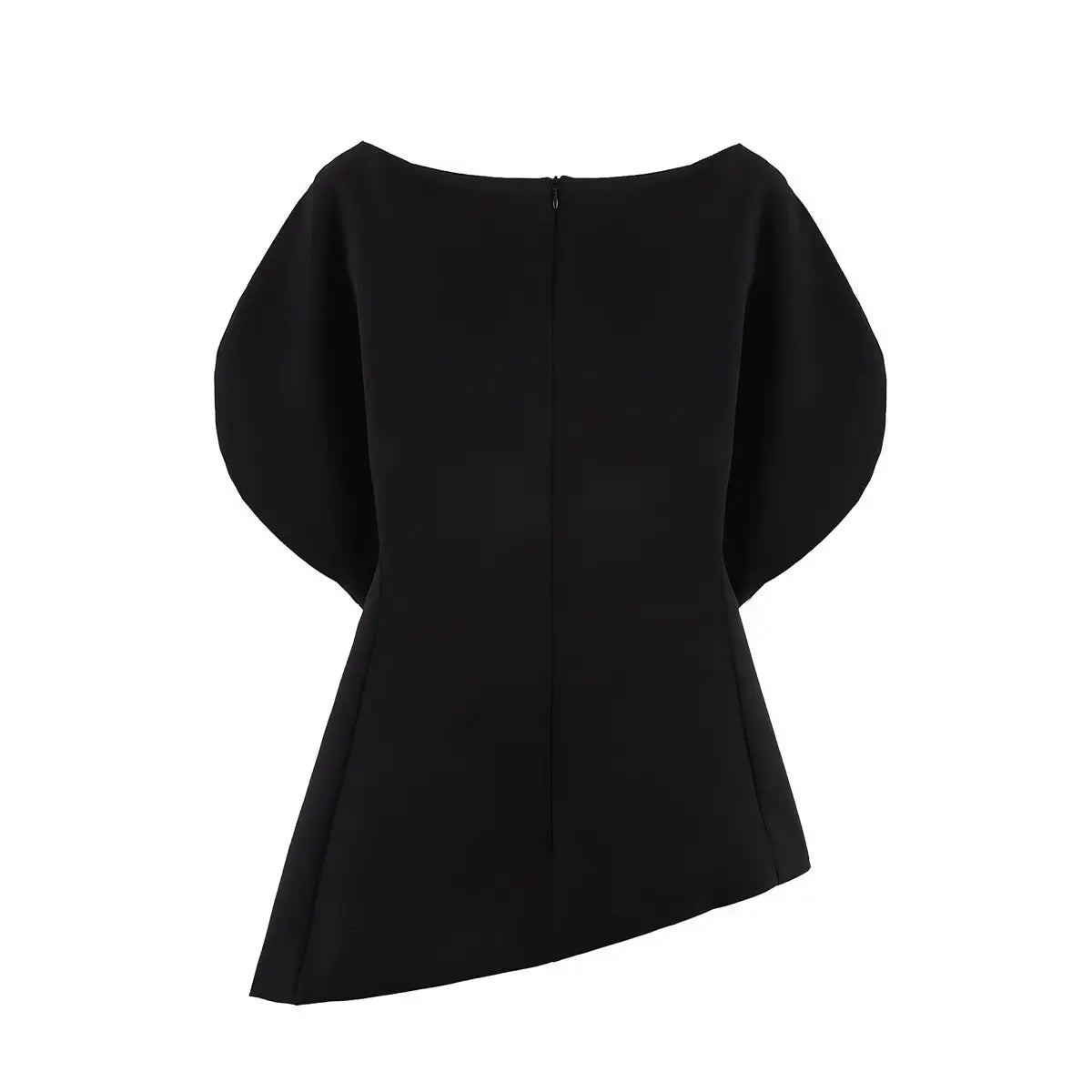 Women's Fashionable Elegant Versatile Puff Sleeve Top Women Boat Neck Puff Sleeve Hem Blouse Solid Color Slim Fit Top ASH4