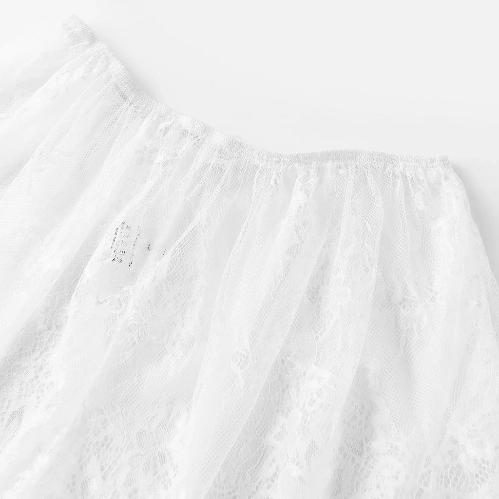 Women's Loose Fit Lace Shorts Summer Elastic Waist Wide Leg Shorts Lounge Beach Sexy See through Short Bottoms Solid Color