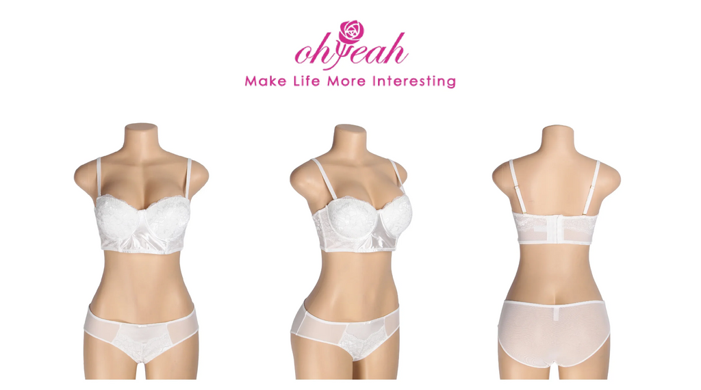 White Lace Bra Set for Women Push Up Mesh Chiffon Silk Like Underwire Adjustable Back Closure Bralette with Panties