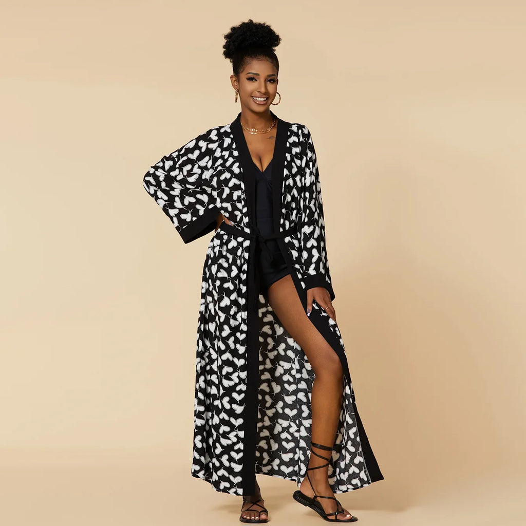 2026 Women Swimsuit Beach Cover Up dress Sleeve Kaftan Beach Tunic Long Pareos Bikinis Cover ups Summer Robe Plage Beachwear