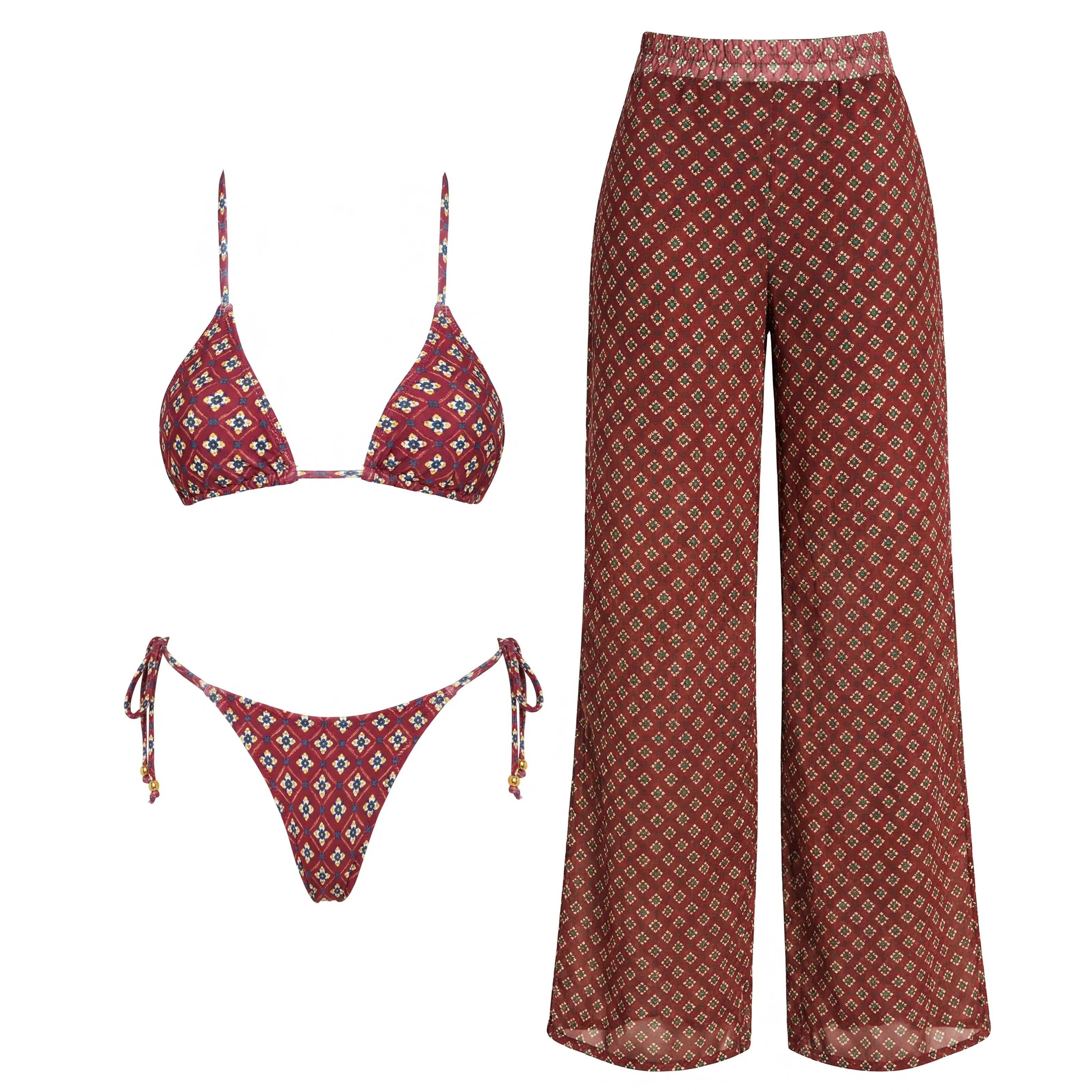 2026 Fashionable Boho Chic Bikini Set with Unique Paisley Design Perfect for Beach Wear and Pool Parties Summer Getaways