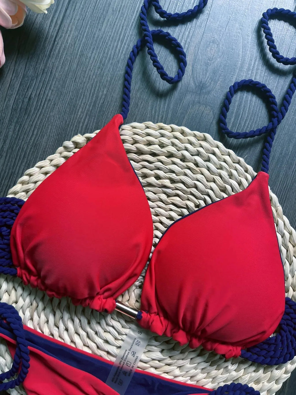Sexy Solid color Women's Swimsuit Two-piece Triangle Swimwear Braiding rope Bikinis Set Beach Bathing Suit Brazilian Biquinis