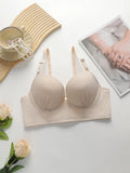 Women Ribbed Longline Push Up Bra Adjustable Thin Strap Side Support Anti Sag Brassiere Breathable Solid Daily Lingerie B6075