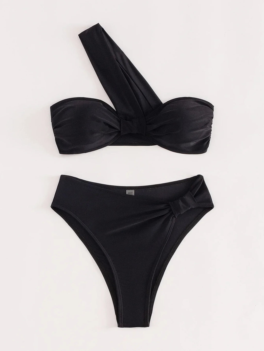 Sexy One Shoulder Bikinis Sets 2024 Women Black Push Up Pleate High Waist Swimsuit Beach Bathing Suit 2 Piece Swimwear Biquini