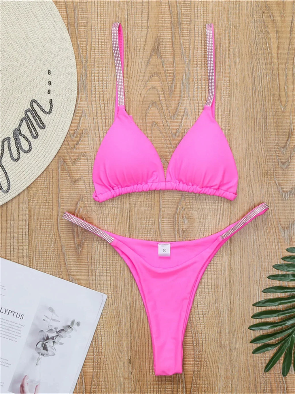 Diamond Swimwear Women 2025 Sexy Pink Micro Bikini Brazilian Black Rhinestone Thong Swimsuits Beach Push Up Bathing Suit Biquini