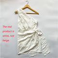 Foridol One Shoulder White Cotton Ruched Short Summer Dress Bowknot Beach Sundress Women Sleeveless Solid Dress