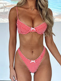 2026 Trendy Swimwear – Chic Red & White Plaid Bikini with Feminine Charm Perfect for Beach Wear and Pool Parties Summer Getaway