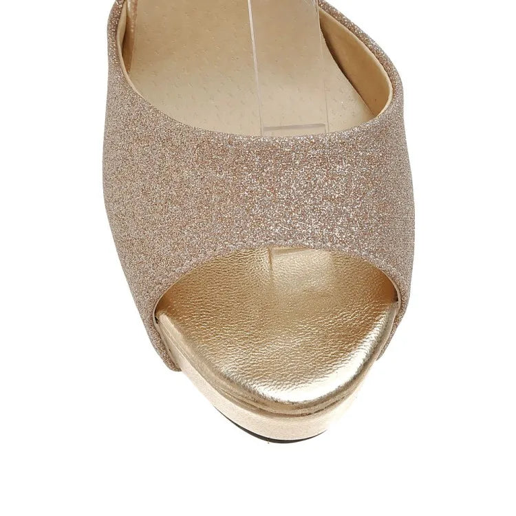 Women's Sandals Summer New Style Fashion Fish Mouth Open Toe Buckle Thick Heel High Heel Women's Shoes Plus Size 33-43 High 11cm