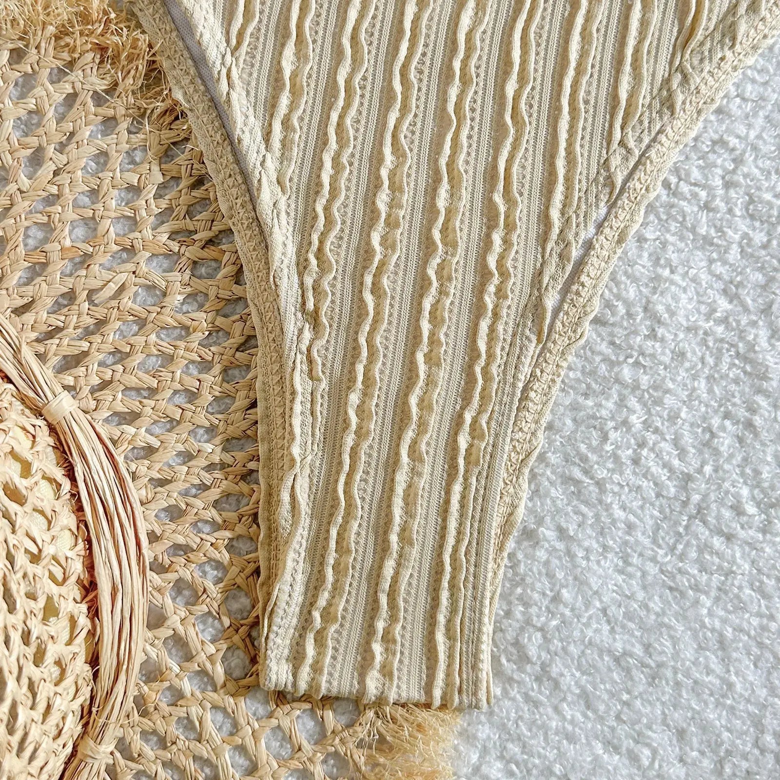 Wrinkled Crinkled Tie Knotted Bikini Women Swimwear Female Swimsuit Two-pieces Bikini Set Brazilian Bathing Suit Swim Beach Wear