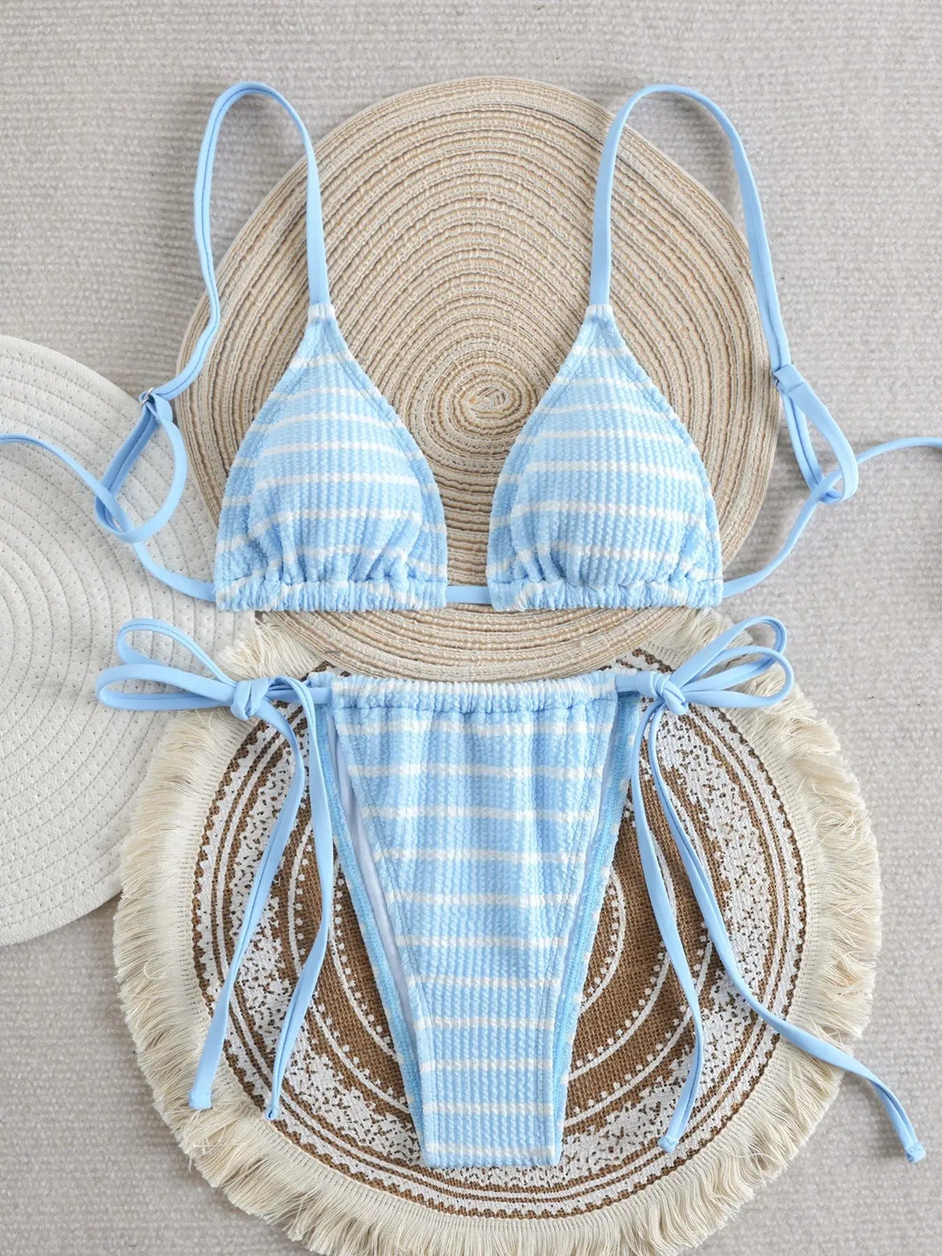 DEKA New Summer Brazilian Swimwear Women's Red Sexy Push-Up Two-Piece Swimsuit Bathing Suit Micro Beachwear Stripe Bikini Set