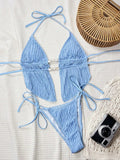 S - XL Wrinkled Tankini Halter Micro Bikini Women Swimwear Female Swimsuit Two-pieces Bikini Set High Cut Bathing Suit Swim Lady