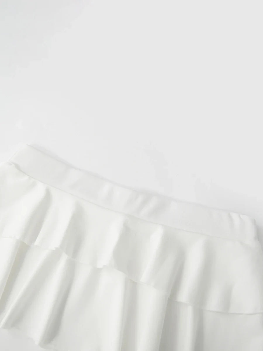 Women's Mini Skirt Low Waist Solid Color Ruffle Hem Skirt Lingerie Sexy Hot Skirts Summer