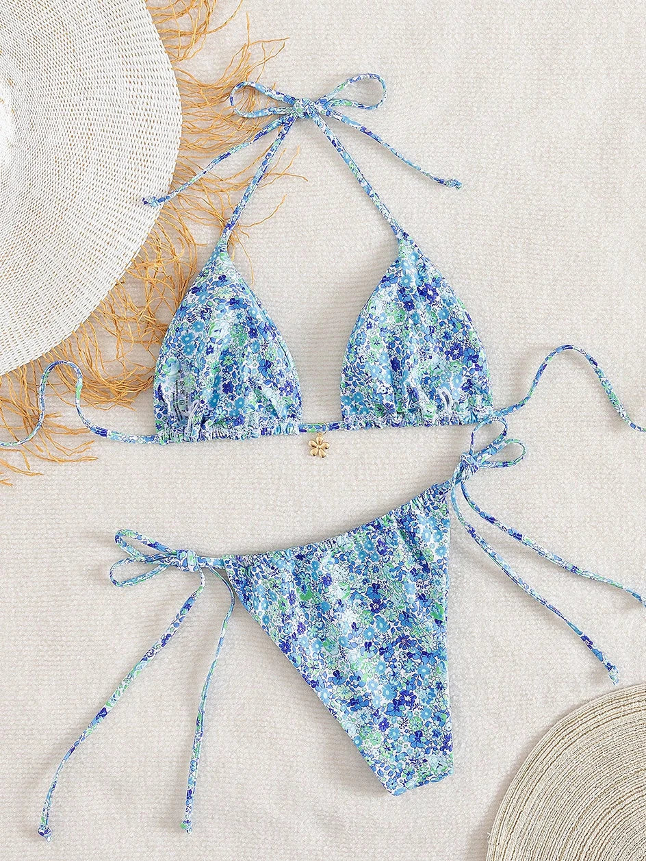 Sexy Micro Bikini Women Swimsuit Trend Two-piece Thong Bikini Set Lace Up Beach Wear Female Swimwear for Woman Bathing Suit