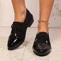 Elegant Pointed Toe Oxford Shoes for Women Patchwork Pu Leather Slip On Single Shoes Woman Plus Size 43 Thick Heel Ladies Shoes