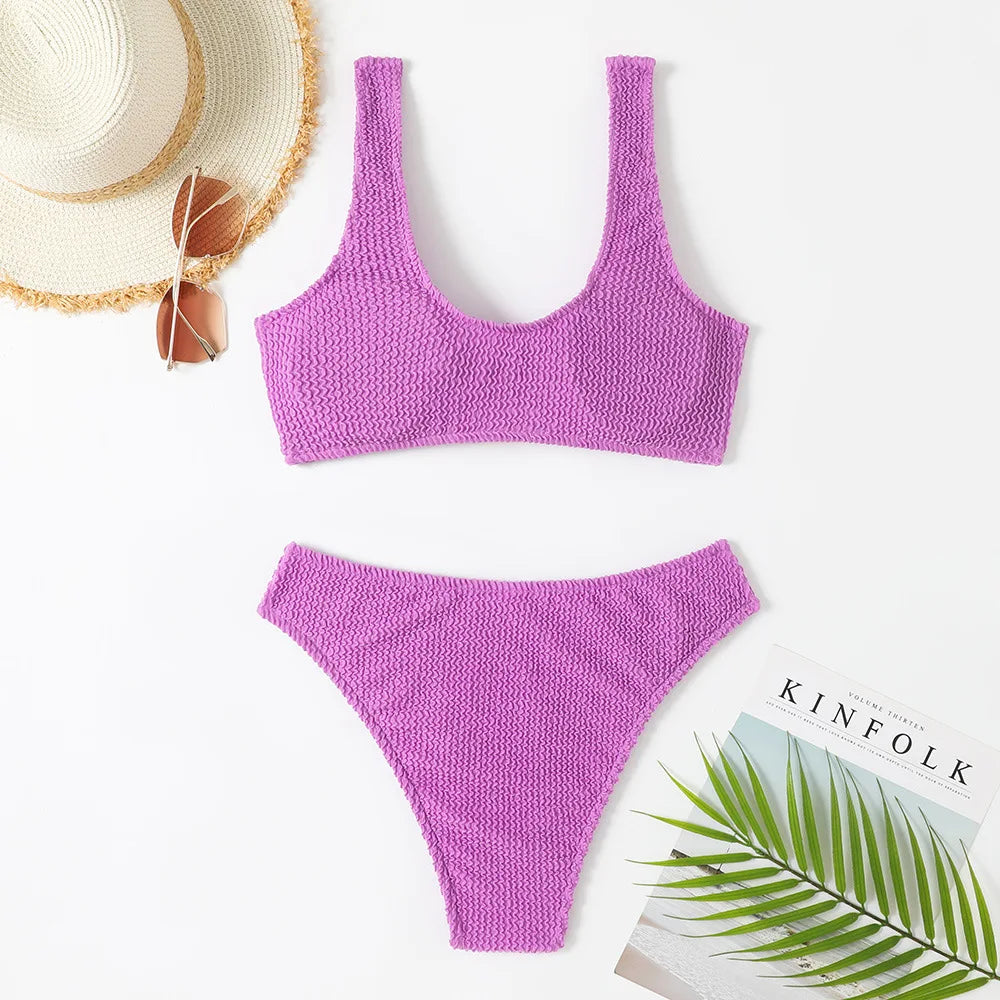 New Sexy Bikini 2026 Solid Swimsuit Women Swimwear Push Up Bikini Set Brazilian Bathing Suit Summer Beach Wear Swimming Suit