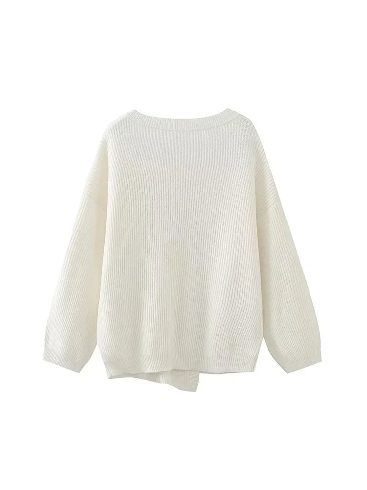 Foridol V-neck Oversize Beige Autumn Winter Women Knitted Long Sleeves Cozy Femme Casual Cardigans Sueter Mujer Loose Sweater