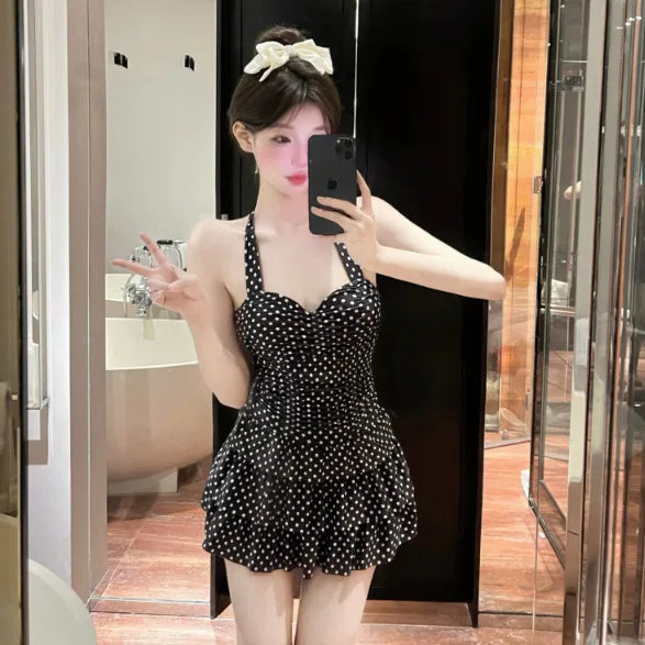 New High-end Popo Group Classic Bodian Cake Skirt, Slim Fit and Slimming One-piece Swimsuit for Women