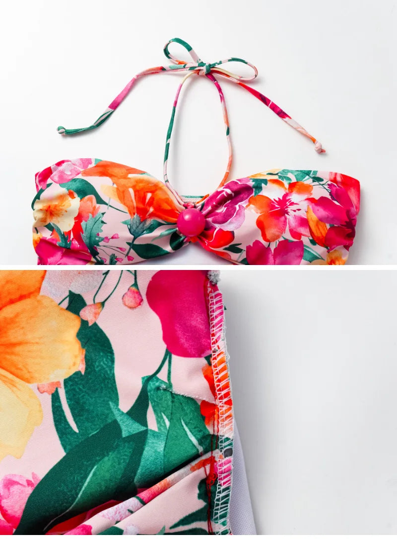 2026 New Fashion High Quality One Piece Swimsuit Skirt Swimsuit Print Padded Swimwear Women Slimming Bathing Suit Beach Wear
