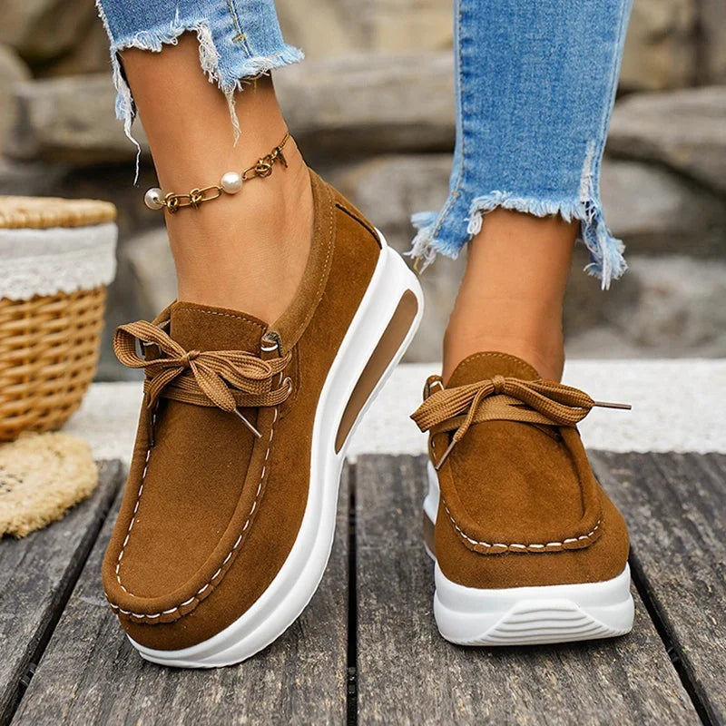 Red Chunky Platform Sneakers Women Comfortable Non Slip Thick Sole Casual Shoes Woman Plus Size 43 Lace Up Sport Shoes Female