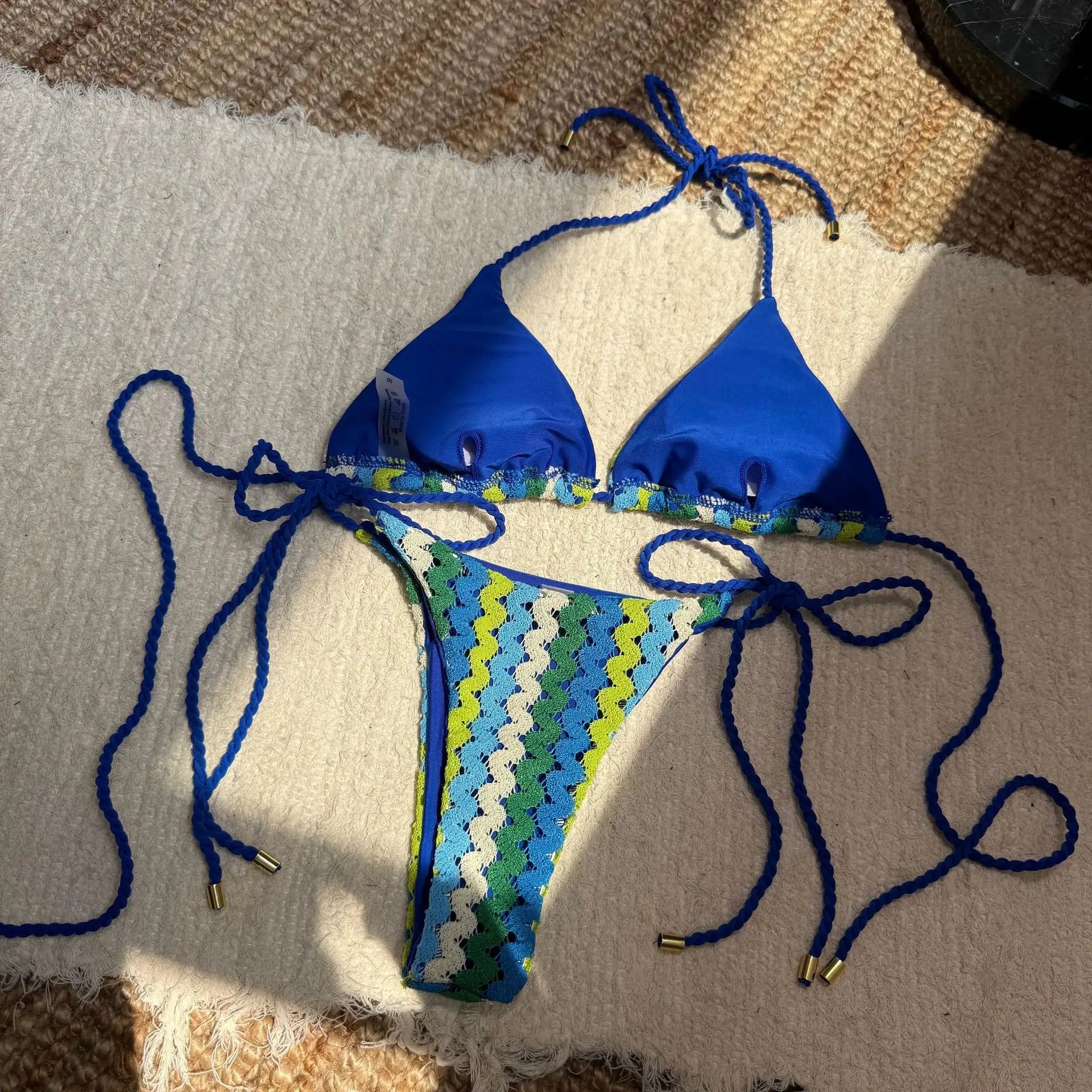 Contrast Mesh Halter Brazilian Bikini Women Swimwear Female Swimsuit Two-pieces Bikini set High Cut Bather Bathing Suit Swim