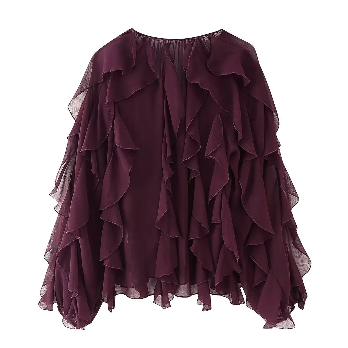 Foridol Ruffles Tiered V Neck Blouse Women Summer Spring Long Sleeve Casual Blusa Chiffon Blouses Buttons New in Female Top 2025