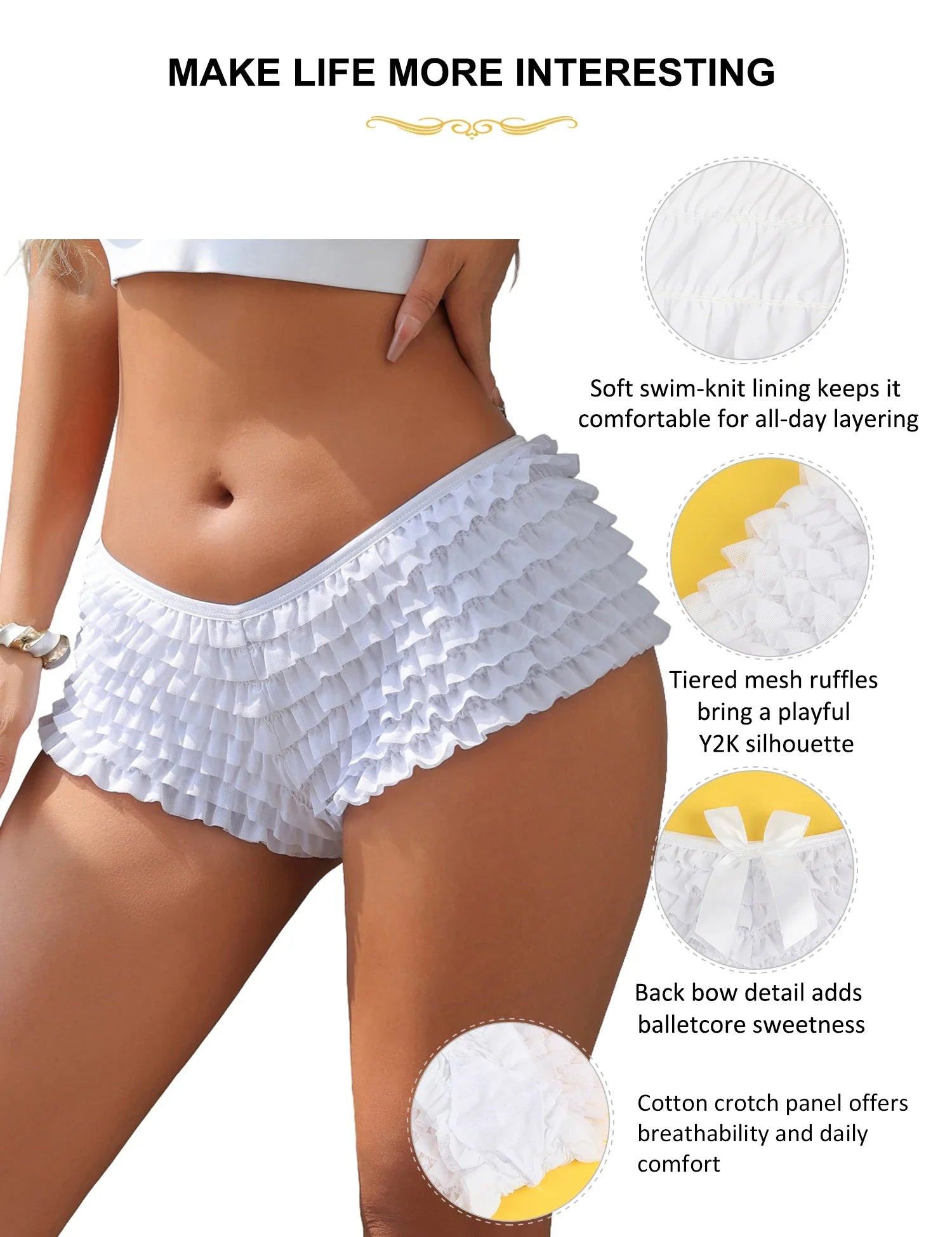 Women Panties Mid Waist Dance Gauze Underpants Cute Sweet Underwear Lady's Cake Layer Trunk Comfort Breathable Ballet Underwear