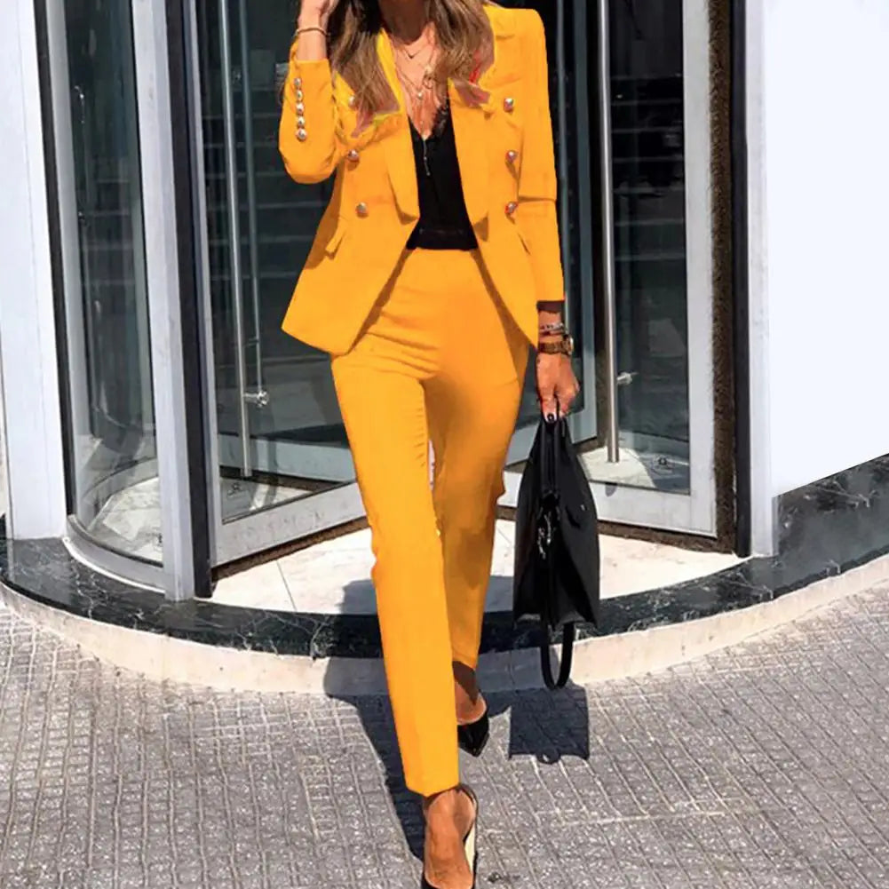 2 Piece Business Set Women's Dressy Long Sleeve Blazer And Pencil Pant Set Casual Office Work Outfit