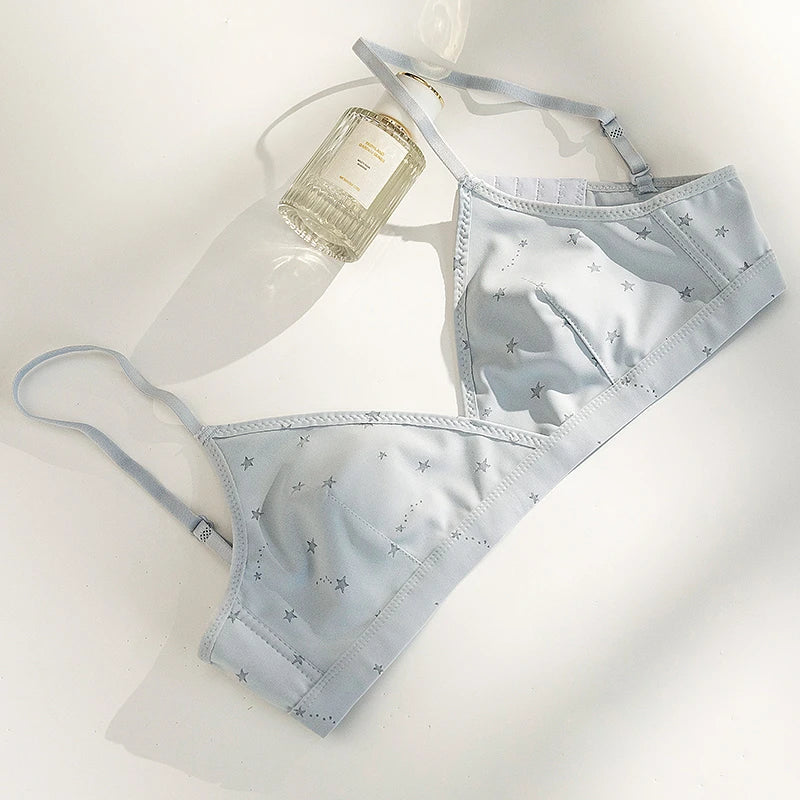 Elegant French Triangle Bra Rabbit Ear Cup Non-Padded Push Up for Small Bust Anti-Bulge Summer Lingerie UK Sizes MOYISU Sexy S-L