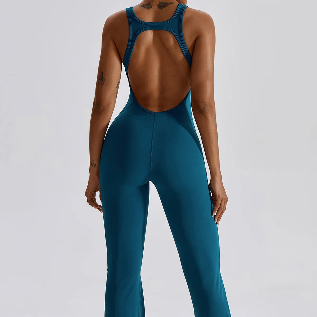 Women Fitness Bodysuit Backless One Piece Yoga Set Jumpsuit Sports Gym Workout Clothes Tights Active Wear Slim Playsuit Female