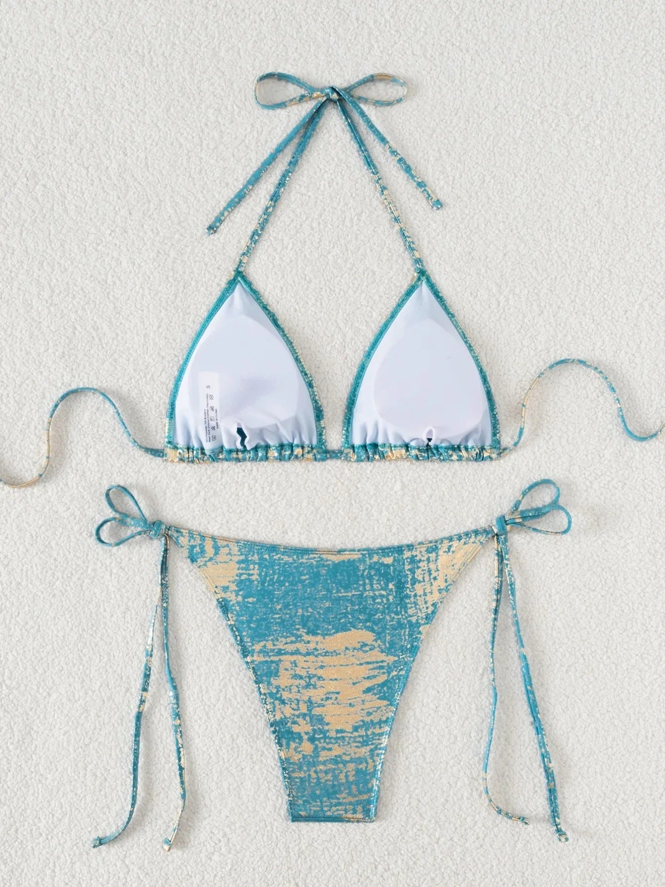 DEKA Sexy Gold Halter Bikinis Sets Lace-Up Triangle Tie Side Bikini Swimsuit Women Swimwear Brazilian Female Bathing Suits