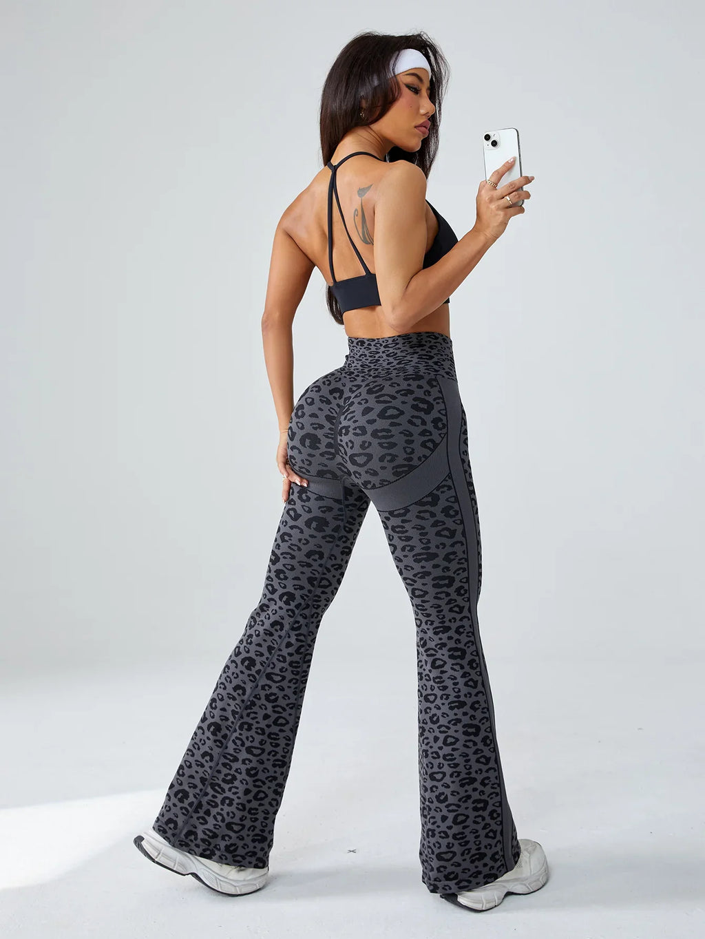 Retro Leopart Women's Pants/Clothing Seamless High-Waisted Flare Trousers Yoga Pilates Leggings Tummy Control 4D Stretch Autumn