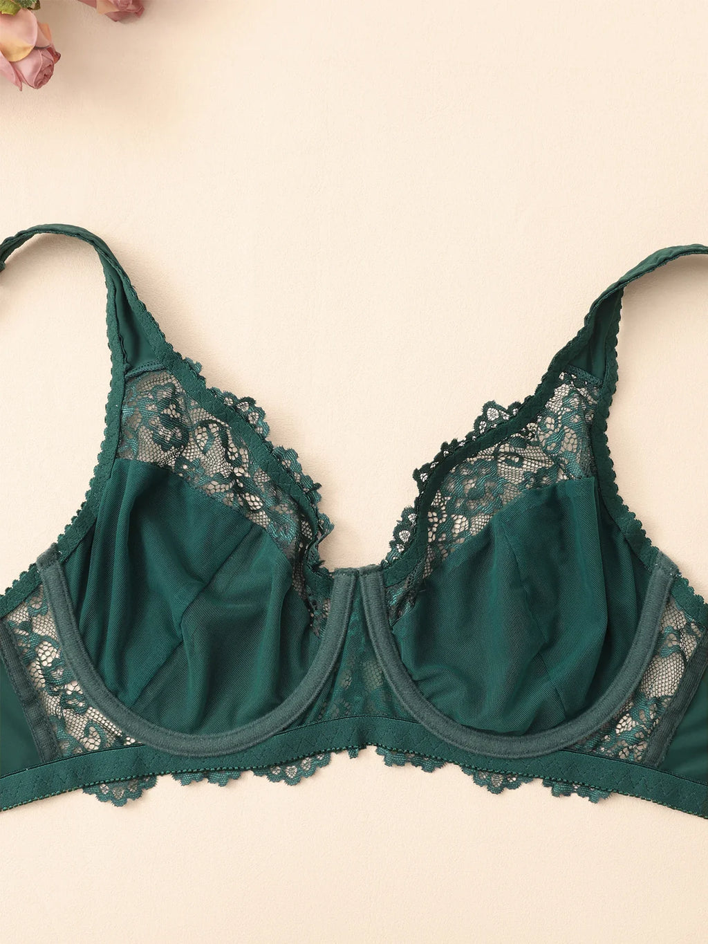 Elegant Womens Lace Bra Hollow Out Design Underwire Support Sexy Lingerie BH Tops Underwear  Plus Size A B C D E Cup