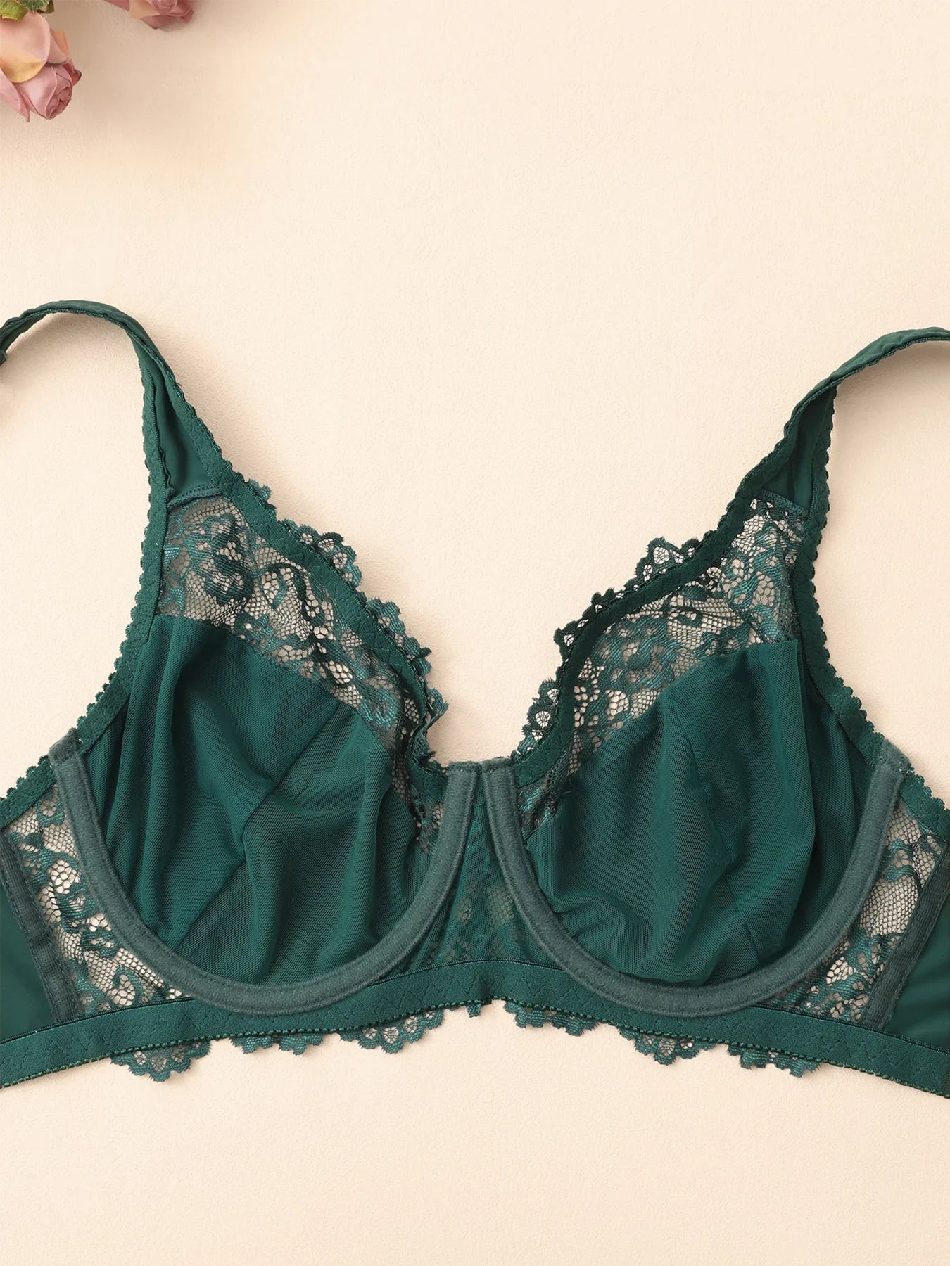 Elegant Womens Lace Bra Hollow Out Design Underwire Support Sexy Lingerie BH Tops Underwear  Plus Size A B C D E Cup