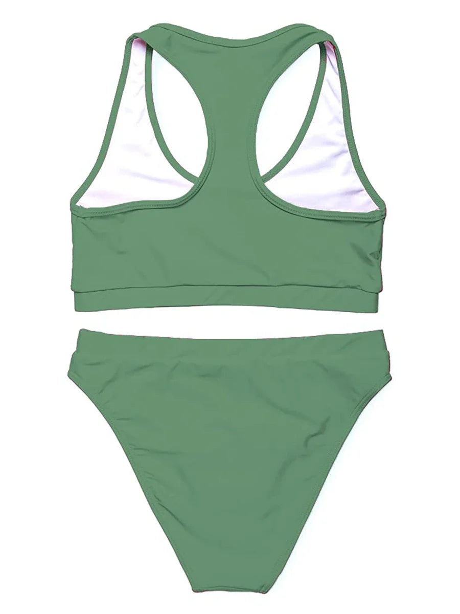 2026 Sporty Bikinis Solid Padded Swimsuit Women Vintage Swimwear Female Bathers Bathing Swimming Swim Suit Beachwear