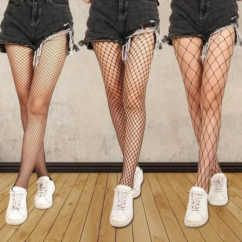 Sexy High Waist Fishnet Tights for Women – Hollow Out Pantyhose, Plus Size XXXL, Black Lingerie Stockings (1PCS/3PCS)