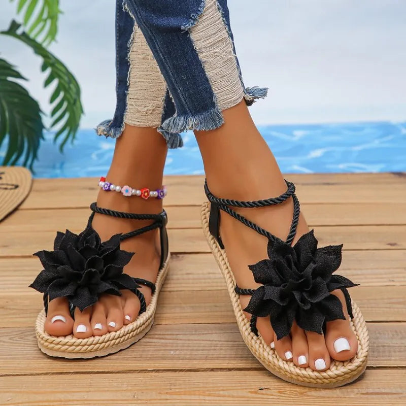 2026 NEW  Flower Wedge Sandals for Women Summer Fashion Platform Slippers Woman Lightweight Non Slip Beach