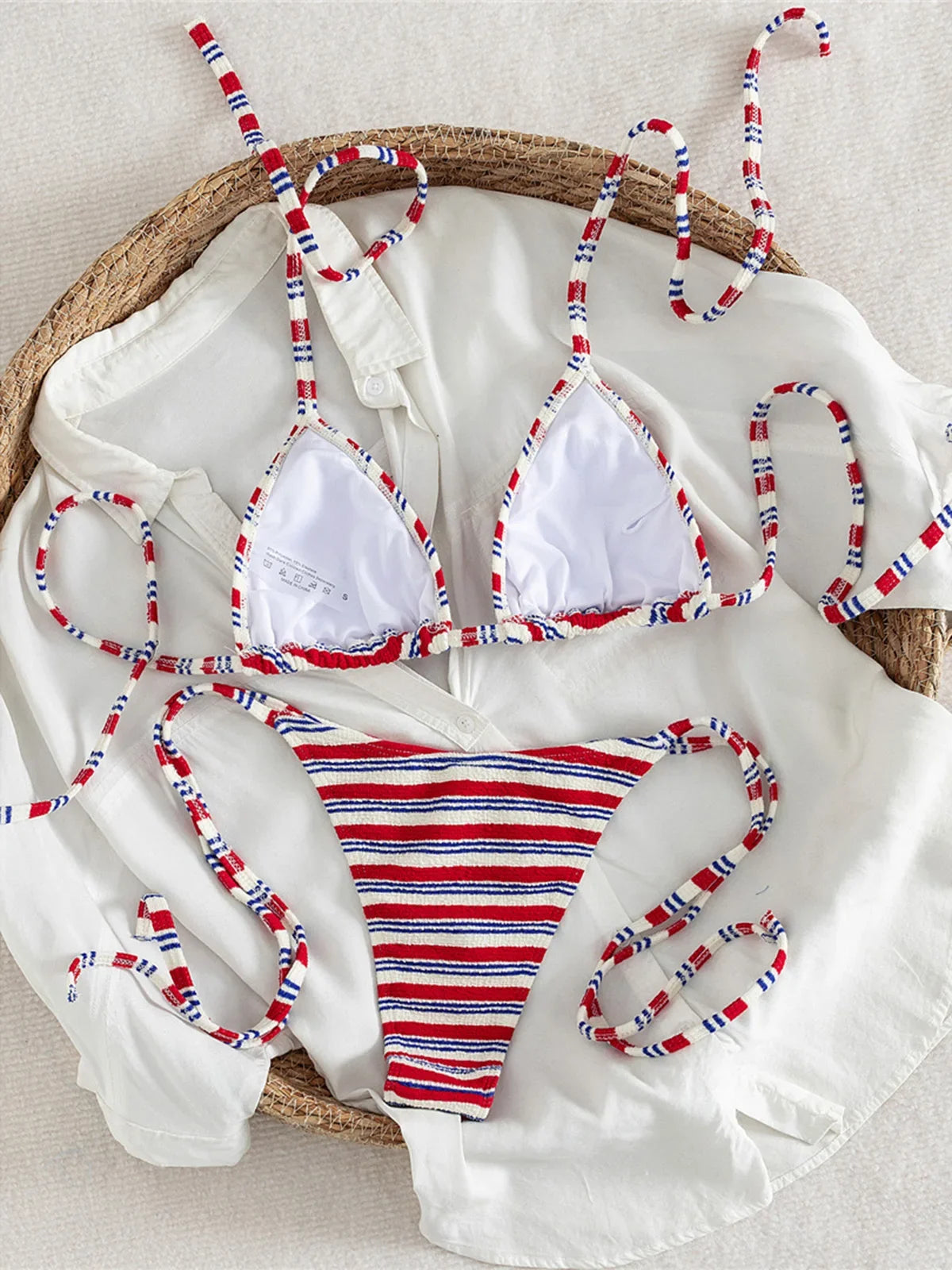 S - XL Striped Halter Bikini Women Swimwear Female Swimsuit High Cut Leg Bather Bathing Suit Swim Two-pieces Bikini set K8043