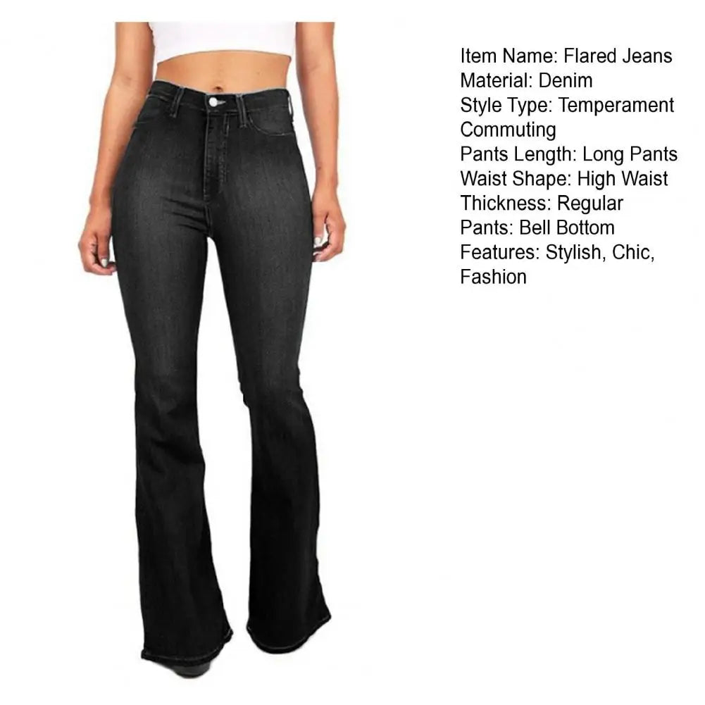 High Waisted Flared Jeans Bell Bottom Jeans for Women Stretchy Bootcut Denim Trousers Women Casual Wide Leg Denim Flared Pants