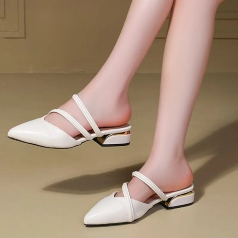 Toe Narrow Band  Slippers Women Fashion Shallow Sandal Elegant Summer Footwear Woman