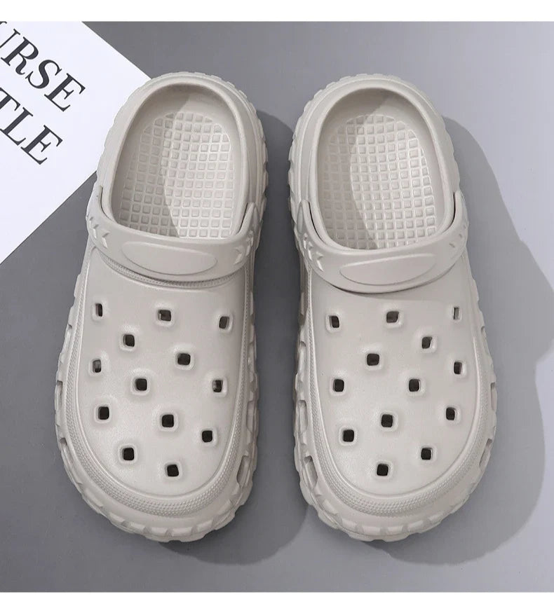 Men Summer Slippers Close Toe Leisure Clogs Soft EVA Anti-slip 2 Way Wear Shoes Couples Indoor Beach Slides Street Sandals