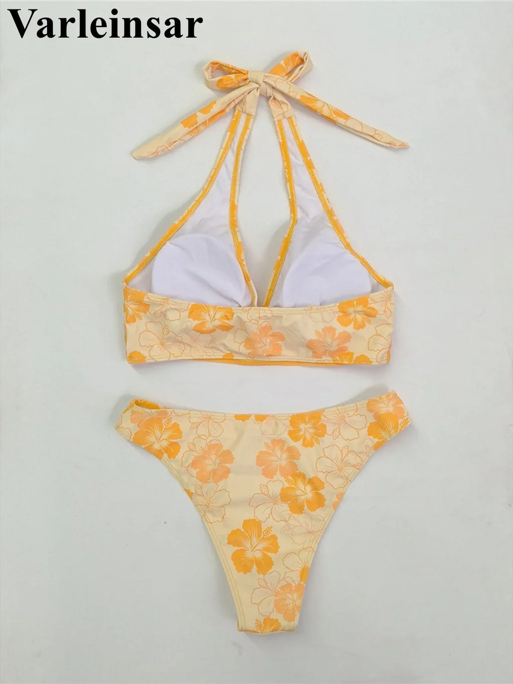 S - XL With Skirt Printed Halter Bikini Female Swimsuit Women Swimwear Three-Pieces Bikini Set Bather Bathing Suit Swim V8230
