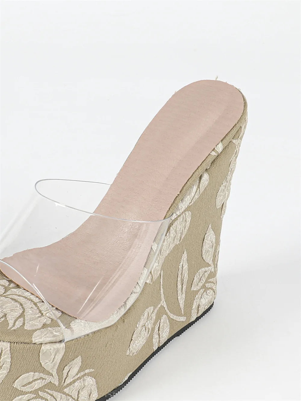 Summer Bohemia Vacation Flower Embroidery Platform Sandals Women Wedges Mules Shoes Super High Heels Outdoor Slides Sandals