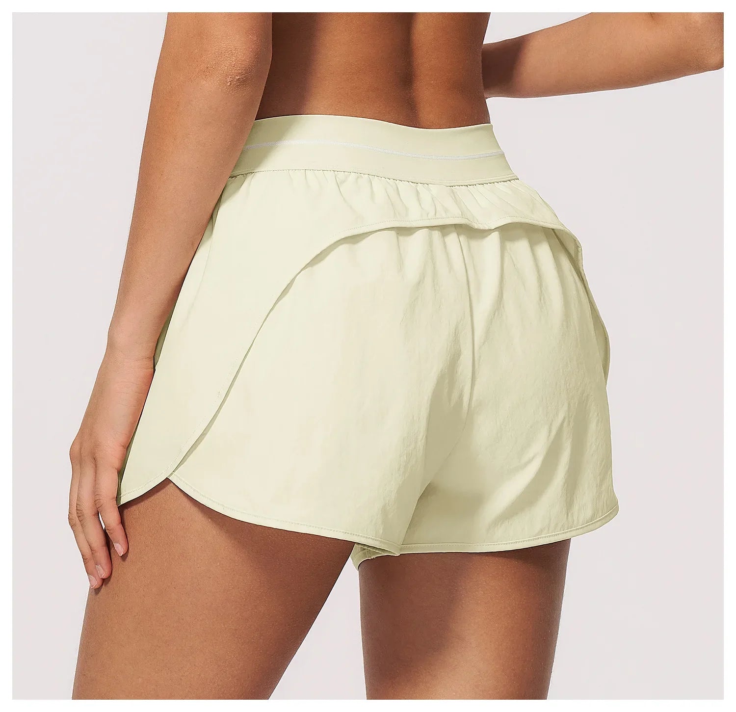 New Brushed Sports Shorts Women High Waist Fake Two Pieces of Anti Glare Shorts Leggings Casual Loose Pocket Fitness Sportwear